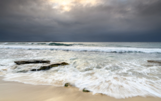 Stormy Coastal sunrise at South Cronulla Beach near Sydney