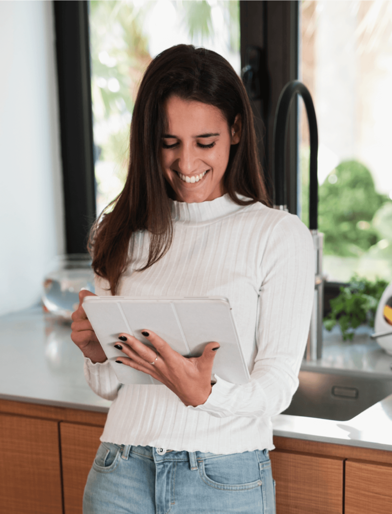 A woman looking for energy efficient utilities